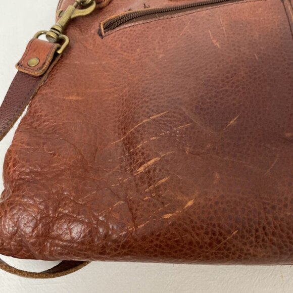 Duluth Trading Brown Leather Messenger Bag & Dust Bag Adjustable Shoulder Strap - Picture 7 of 16